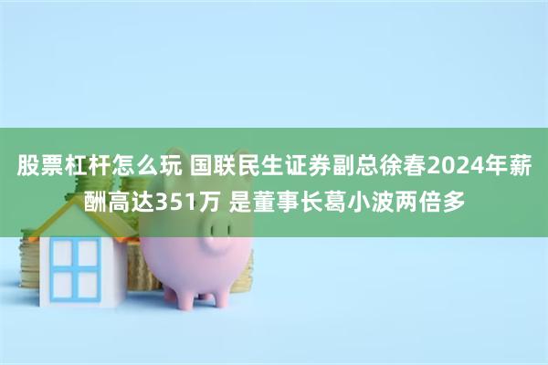 股票杠杆怎么玩 国联民生证券副总徐春2024年薪酬高达351万 是董事长葛小波两倍多