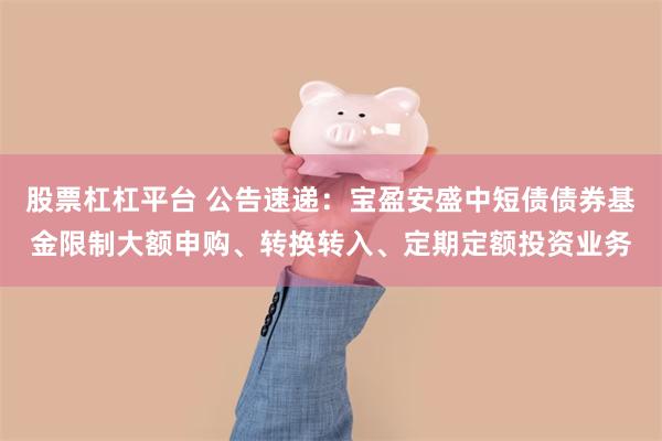 股票杠杠平台 公告速递：宝盈安盛中短债债券基金限制大额申购、转换转入、定期定额投资业务