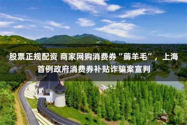 股票正规配资 商家网购消费券“薅羊毛”，上海首例政府消费券补贴诈骗案宣判