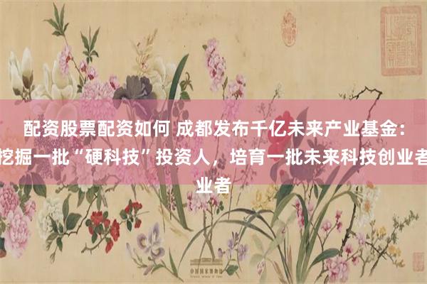 配资股票配资如何 成都发布千亿未来产业基金：挖掘一批“硬科技”投资人，培育一批未来科技创业者