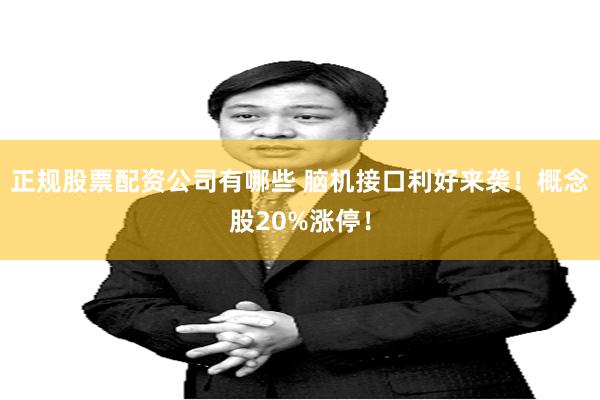 正规股票配资公司有哪些 脑机接口利好来袭！概念股20%涨停！