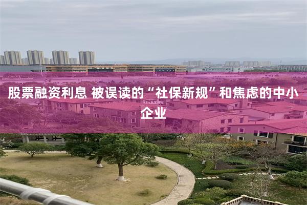 股票融资利息 被误读的“社保新规”和焦虑的中小企业
