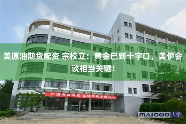 美原油期货配资 宗校立：黄金已到十字口，美伊会谈相当关键！